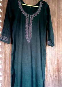 Embroidered Dark Green Kurti