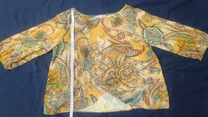 ZARA Mustard Yellow Paisley Print Wrap Top(S Size)