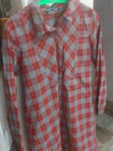 Red Plaid Shirt Tunic