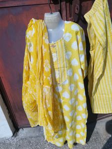 Yellow Printed Kurta Set