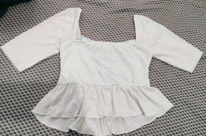 White Peplum Top