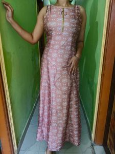 Peach Printed Maxi Dress