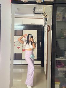 Abstract Wave Print Wide Leg Trouser
