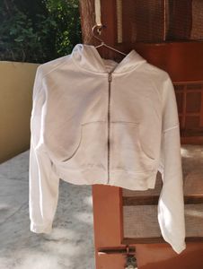 White Cropped Hoodie