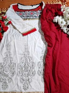 Red &amp; White Salwar Kameez Suit