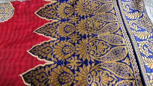 Pink Blue Embroidered Saree