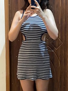 H&amp;M Blue Ribbed Jersery Dress