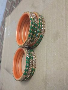 Bangle Set - Peach and Green