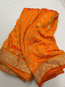 Women Orange Embellished Saree