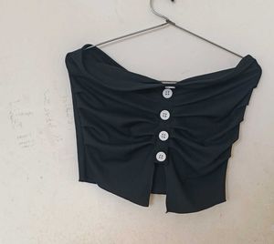 Black Button-Up Tube Top