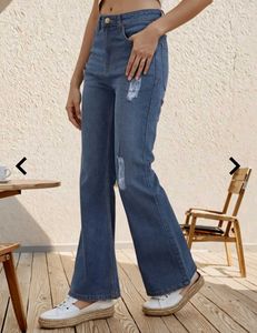 SHEIN High Rise distressed Boot Cut Jea