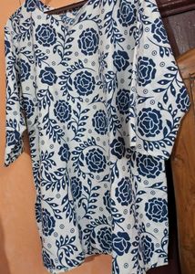 White And Blue Floral Kurti💙