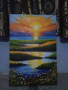 Golden Sunset River Landscape