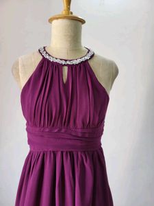 Purple Chiffon Halter Dress