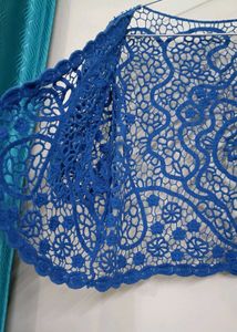 Blue Crochet Shrug