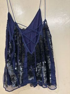 Sequin Embellished Navy Top