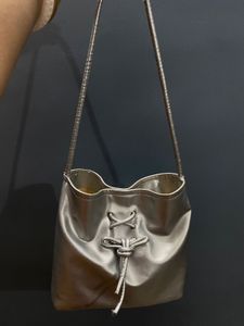 Silver Metallic Bucket Bag