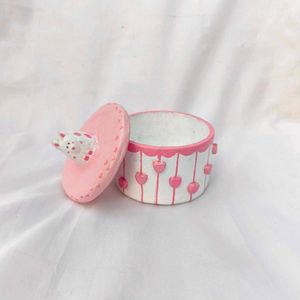 Handmade Clay Trinket Box (Pink Cat)
