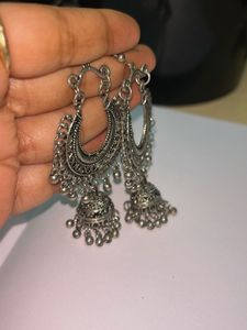 Silver Jhumka Earrings