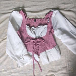 Zara Corset Puff Sleeve Bustier Cute Top