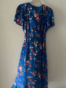 Floral V-Neck Ruffle Midi Wrap Dress