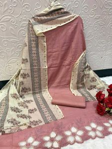 Elegant Beige Embroidered Suit Piece