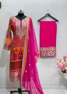 Elegant Pink &amp; Orange Salwar Suit