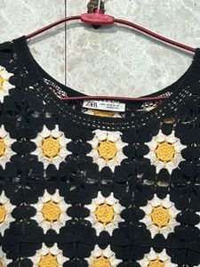 Zara Crochet Daisy Sweater