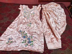 Elegant Pink Embroidered Kurta patiyala salwar