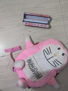 Doraemon Plush Backpack with free geometry box