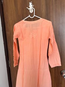 Peach Embroidered Kurta
