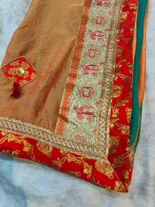 Pot Pattern Border Double Colour Saree