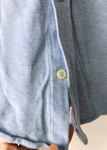 Mandarin Collar Shirt Full Sleeves Blue
