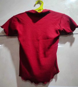 Red Ribbed Top