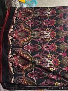 Black And Red Combo Saree With Stitched Blouse