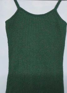 Dark Green Knit Slip Dress