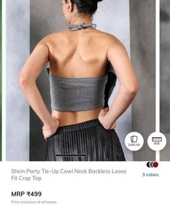 Shein Silver Cowl Neck Crop Top