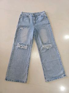 URBANIC RIPPED WIDE LEG JEANS