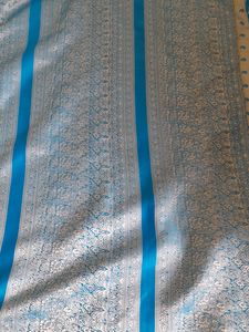 Blue Paisley Silk Saree With Blouse.