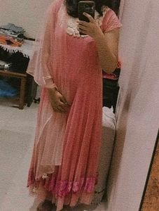 Elegant Pink Ethnic Gown With Duppata