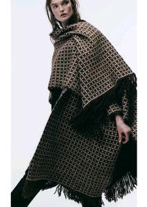 ZARA Limited Edition Houndstooth Fringe Poncho