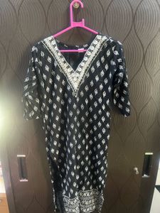 Printed Black Kurta