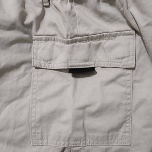 H&amp;M Khaki Paper Bag Waist Cargo Shorts