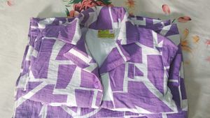 Purple Geometric Pajama Set For Kids girls