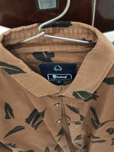 Brown Leaf Print Shirt
