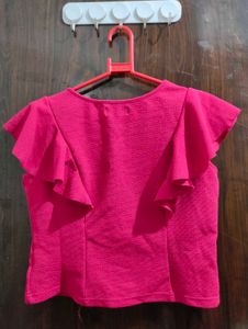Pink Ruffle Sleeve Top