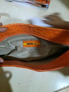 Vintage Orange Croc Embossed Shoulder Bag