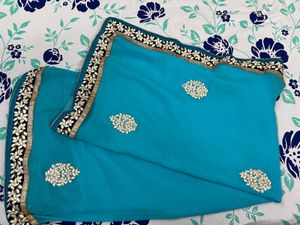Sky Blue Saree With Blouse