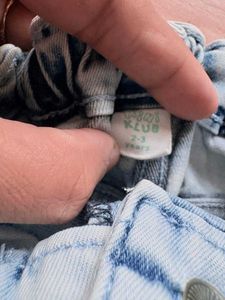 kids Cute Two-Tone Denim Pants