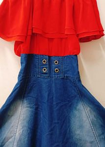 Cute Red &amp; Denim Dress